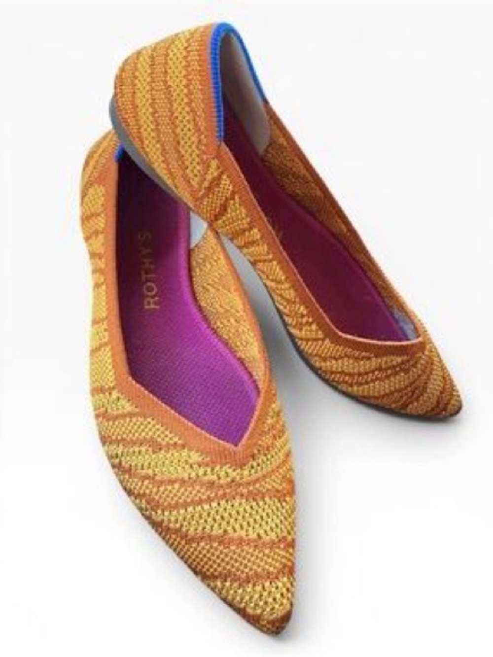 Rothy's The Point Golden Zebra Knit Flats in Orange Size 11